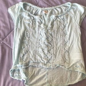 light blue shirt sleeve top from hollister